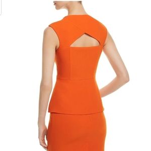 $245 Hugo Boss Ikala Womens Cut-Out Sleeveless Peplum